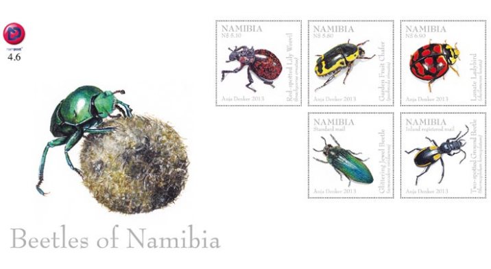 Beetles on new Namibian stamps