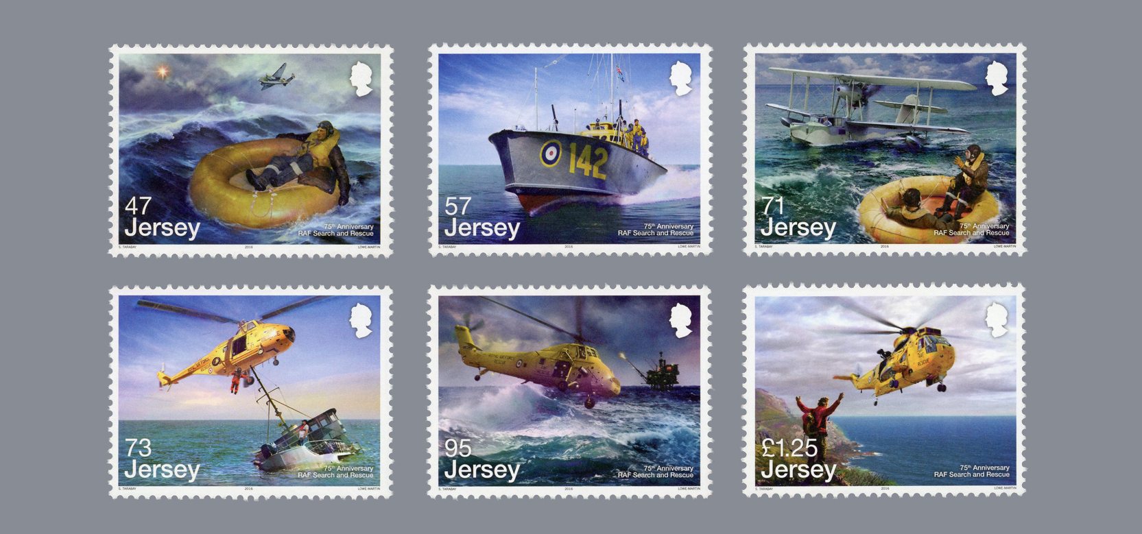 “The sea shall not have them”…New 6 stamps by Jersey Post honor Air Sea Rescue Service