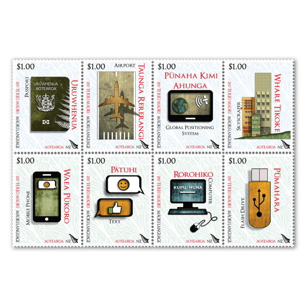 2017 Te Reo Māori - Māori Language. 8 new stamps introduced by New Zealand Post