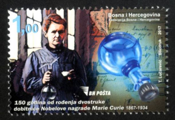 Celebrating the 150th anniversary of the birth of Marie Curie. An exquisite stamp introduced by BH Post