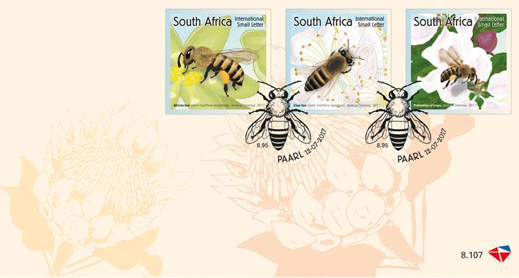 Stamps spread message on bees to the world. Three stamps introduced by South African Post