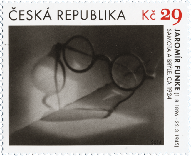 Solitude and spectacles depicted on a new Czech art stamp