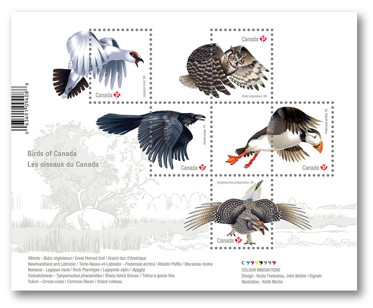 So graceful and elegant avian residents of Canada. Five beautiful birds stamps released by Canada Post!