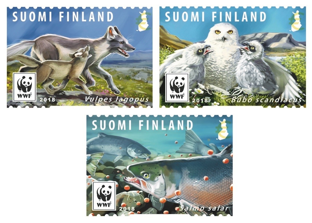 The last Finnish winter’s postage stamps showcase the beauty of arctic animals. Three “Endangered Animals” stamps released by Finland Post