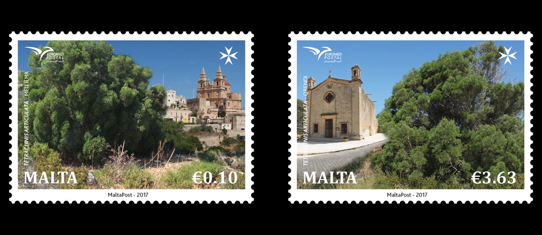 Euromed Joint Issue 2017 – ‘Trees in the Mediterranean’. Two stamps introduced by Malta Post