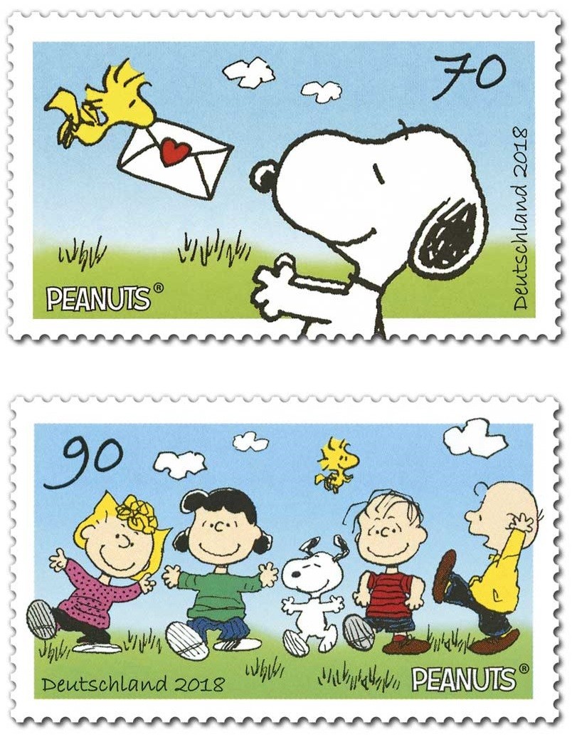 With love from Snoopy and the Peanuts gang. Two cute stamps introduced by German Post