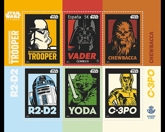 Star Wars movie honored by Correos. 3 special stamps put into circulation