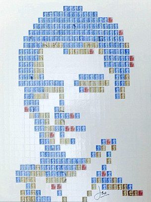 Elvis Presley portrait made from postage stamps became a unique piece of art