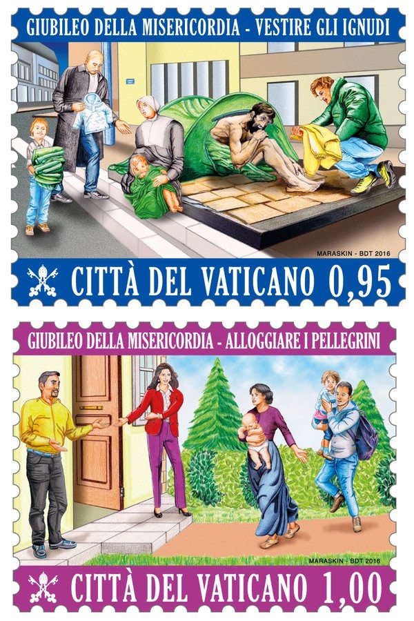 Clothes for the naked, shelter for the homeless. Two “Mercy” stamps introduced by Vatican Post