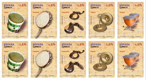 Musical Instruments on new stamps by Spain