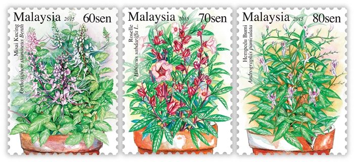 Medicinal plant stamps introduced by Malaysia Post