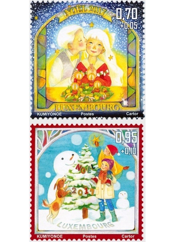 “Winter and Christmas” is a theme of a new issue by Luxembourg Post. Two festive stamps released