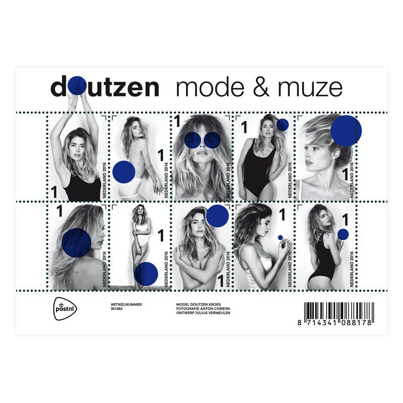 Supermodel Doutzen Kroes commemorated with a new issue by PostNL. Ten extremely pretty and original stamps unveiled