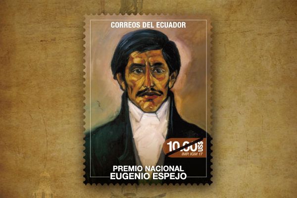 Eugenio Espejo National Award marked with a stamp. One special item introduced by Ecuador Post!