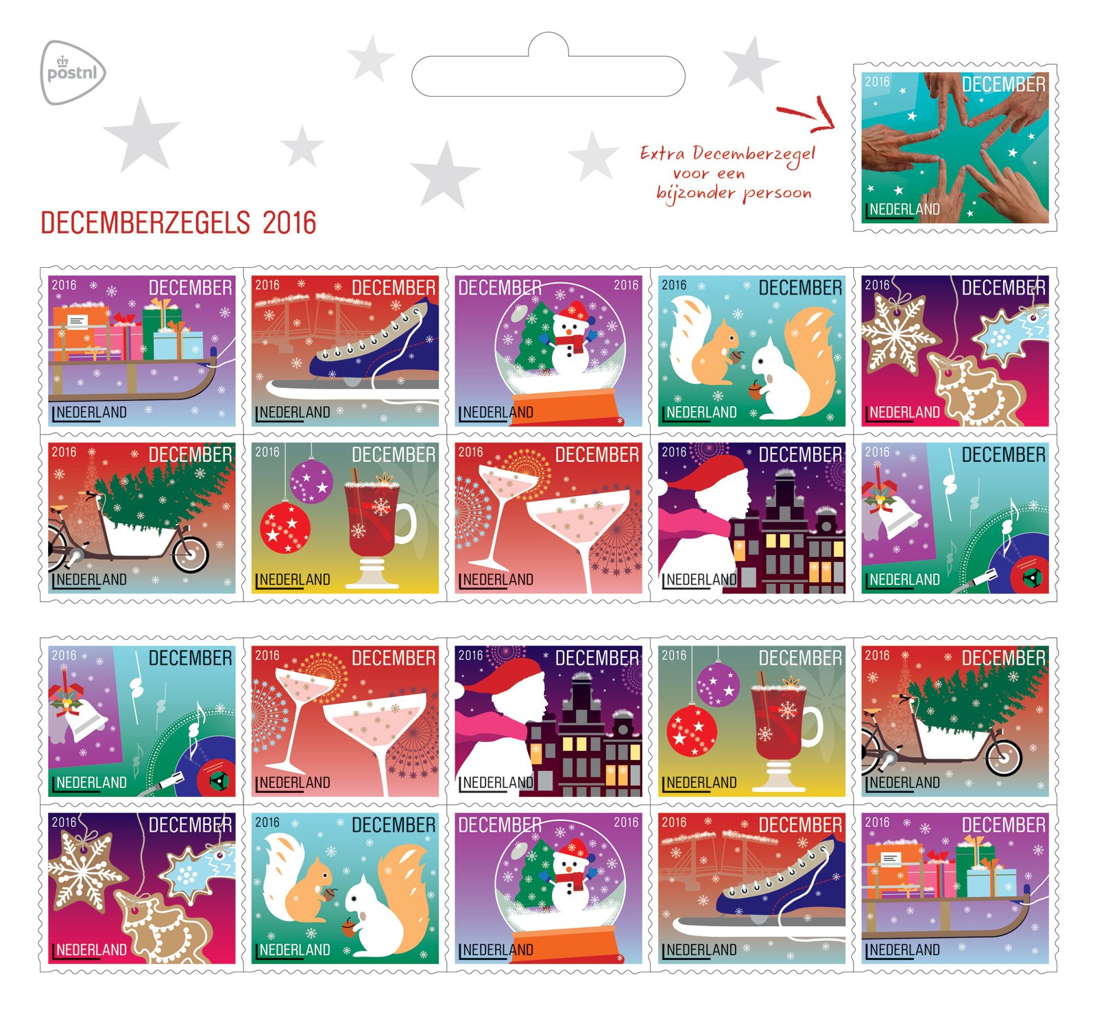 Everyone deserves a Christmas card. Extra stamp for a special person along with 20 festive items released by PostNL
