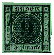 Baden 9 Kreuzer Fehldruck, 1851
