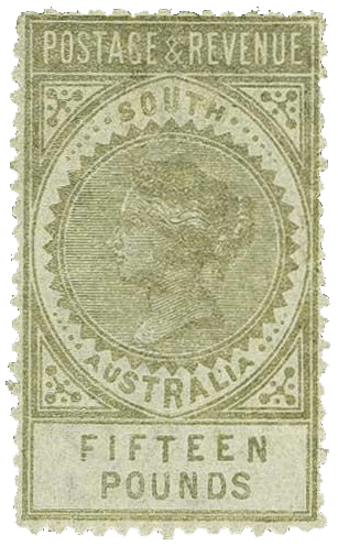 Die £15 QV Postage & Revenue Briefmarke, 1886