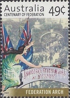 FindYourStampsValue: Federation of Australia, Centennial: Federation Arch, Sydney