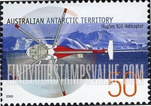 FindYourStampsValue: AUSTRALIAN ANTARCTIC TERRITORY - Aircraft: Hughes 500 helicopter