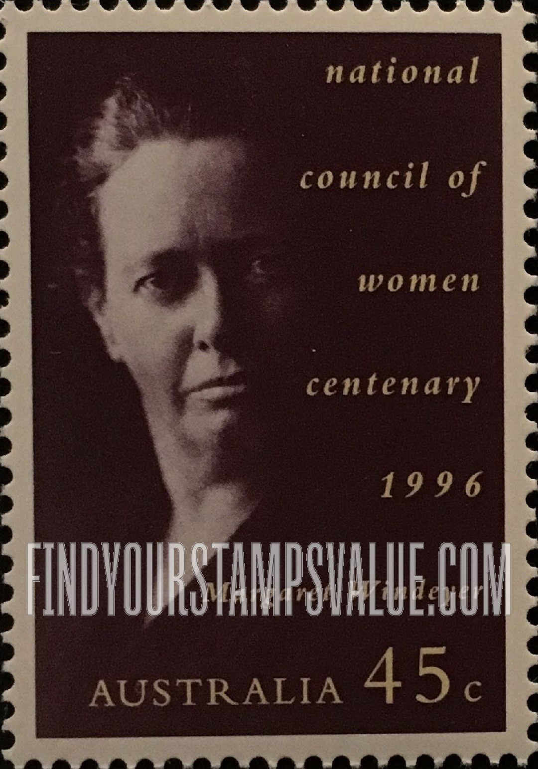FindYourStampsValue: National Council of Women, Centennial: Margaret Windeyer (1866-1939), honorary life president
