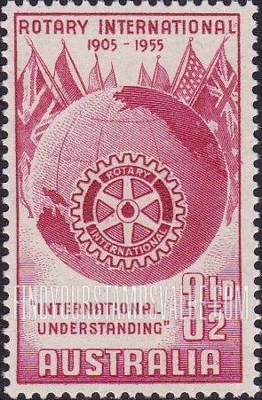 FindYourStampsValue: Globe, Flags and Rotary Emblem