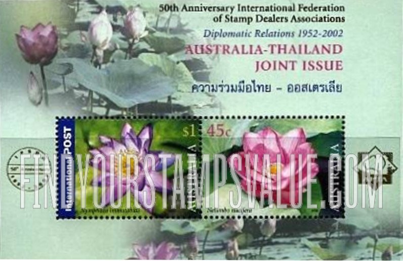 FindYourStampsValue: Australia — Thailand Diplomatic Relations, 50th Anniversary