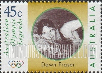 FindYourStampsValue: Legends Type of 1997: Fraser swimming
