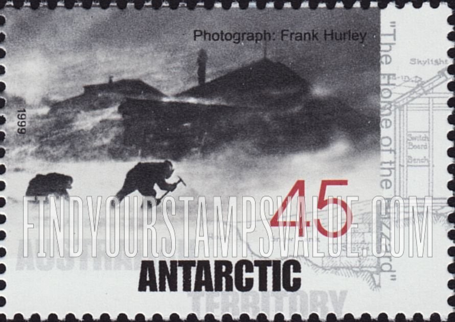 FindYourStampsValue: AUSTRALIAN ANTARCTIC TERRITORY - Preservation of Huts used During Mawson’s Antarctic Expedition: Photograph, “Home of the Blizzard,” by Frank Hurley