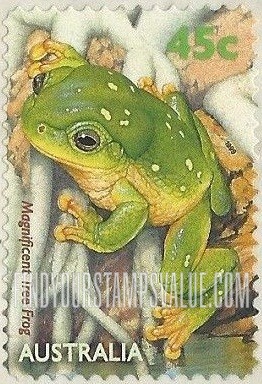 FindYourStampsValue: Pond Fauna: Magnificent tree frog