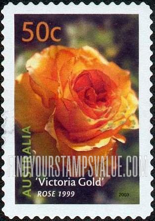 FindYourStampsValue: Australian Cultivars: Victoria Gold rose