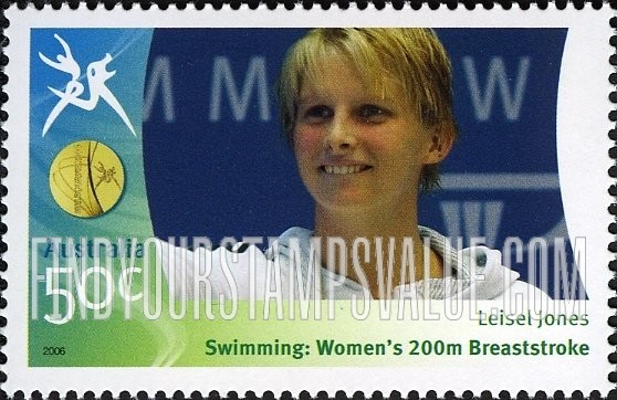 FindYourStampsValue: Medalists at Commonwealth Games: Leisel Jones wearing sweatsuit