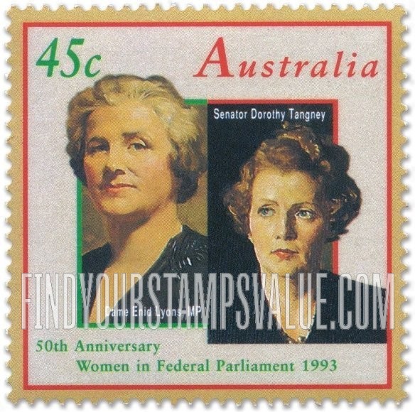 FindYourStampsValue: Dame Enid Lyons, MP, and Senator Dorothy Tangney