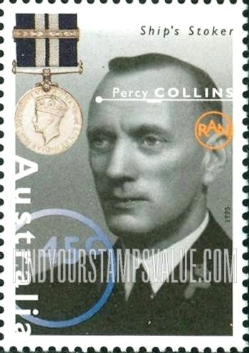 FindYourStampsValue: Famous Australians from World War II Type of 1995: Percy Collins