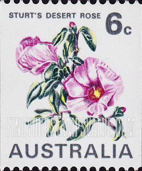 FindYourStampsValue: Sturt’s Desert Rose, Northern Territory: Coil Stamps