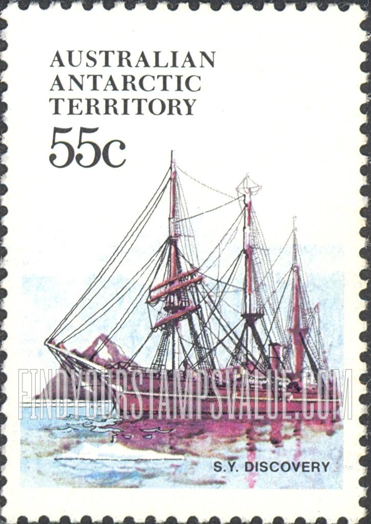 FindYourStampsValue: AUSTRALIAN ANTARCTIC TERRITORY: S.Y. Discovery, vertical