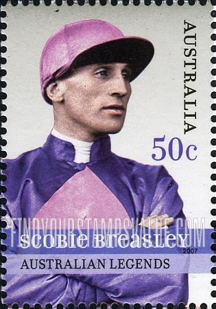 FindYourStampsValue: Horse Racing Personalities: Scobie Breasley jockey, in silks