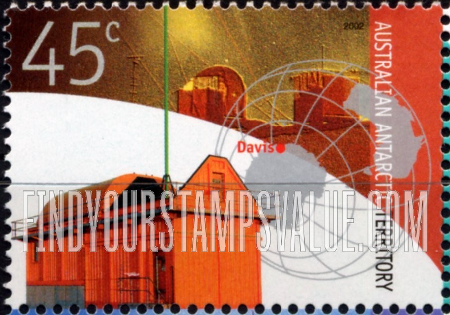 FindYourStampsValue: AUSTRALIAN ANTARCTIC TERRITORY - Antarctic Base Stations: Light Detection and Ranging Instrument, aurora australis, Davis Station
