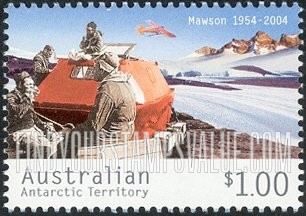 FindYourStampsValue: AUSTRALIAN ANTARCTIC TERRITORY - Mawson Station, 50th Anniversary: Barge and airplane