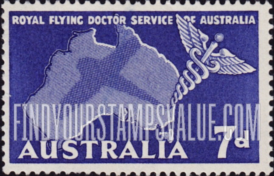 FindYourStampsValue: Caduceus and Map of Australia