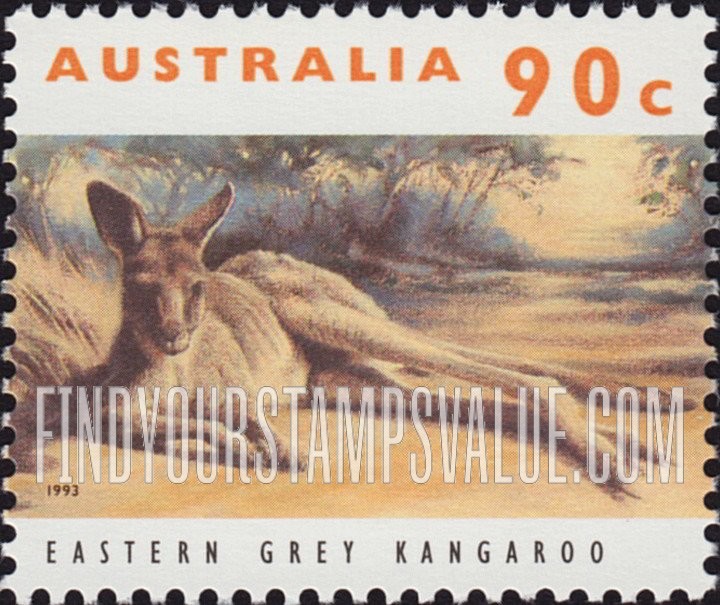 FindYourStampsValue: Threatened Species Type of 1992: Eastern gray kangaroo