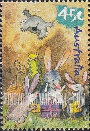 FindYourStampsValue: Caricatures of Australian Wildlife by Roland Harvey: Bilbies, crocodile, emu, koala and gifts