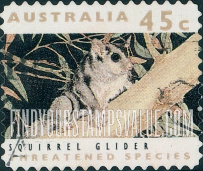 FindYourStampsValue: Threatened Species: Squirrel glider