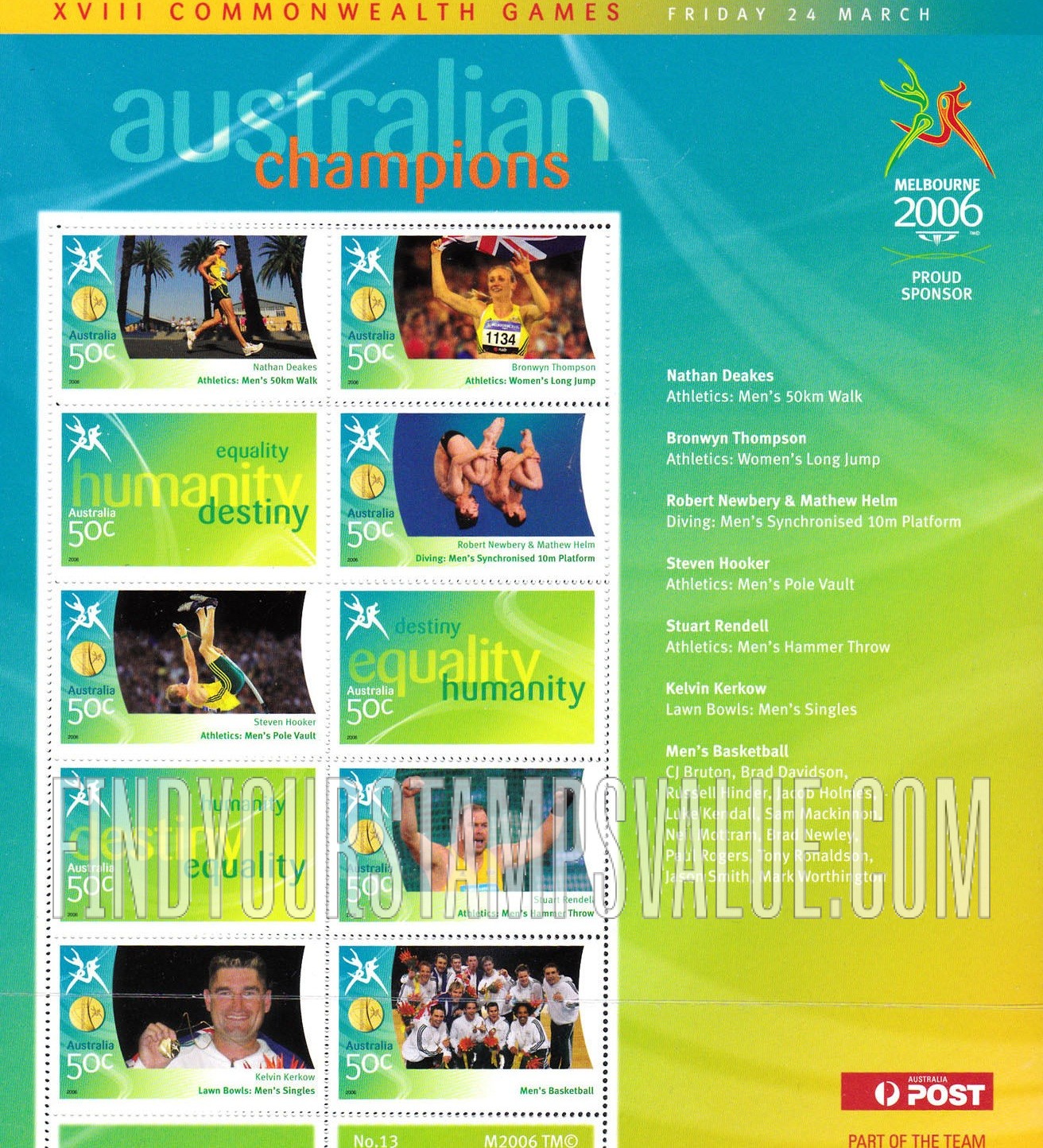 FindYourStampsValue: Medalists at Commonwealth Games