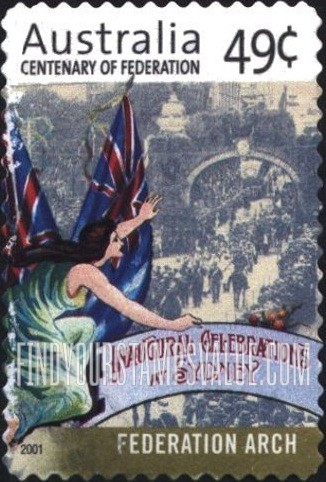 FindYourStampsValue: Federation of Australia, Centennial: Federation Arch, Sydney