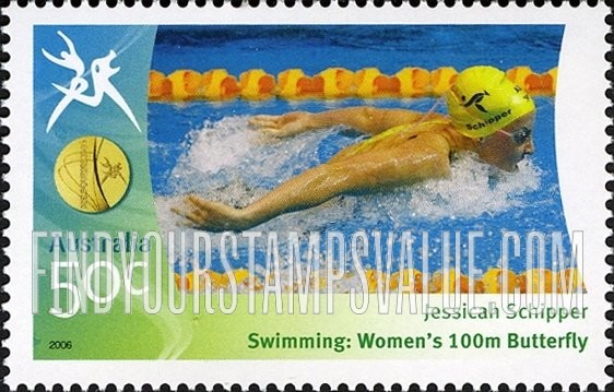 FindYourStampsValue: Medalists at Commonwealth Games: Jessicah Schipper in water