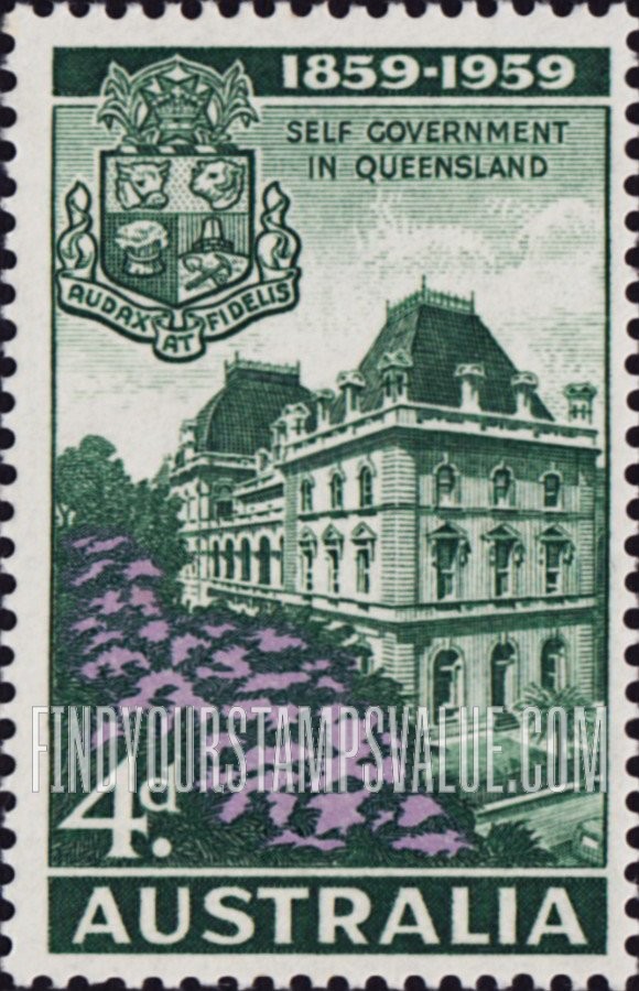 FindYourStampsValue: Parliament House, Brisbane, and Queensland Arms