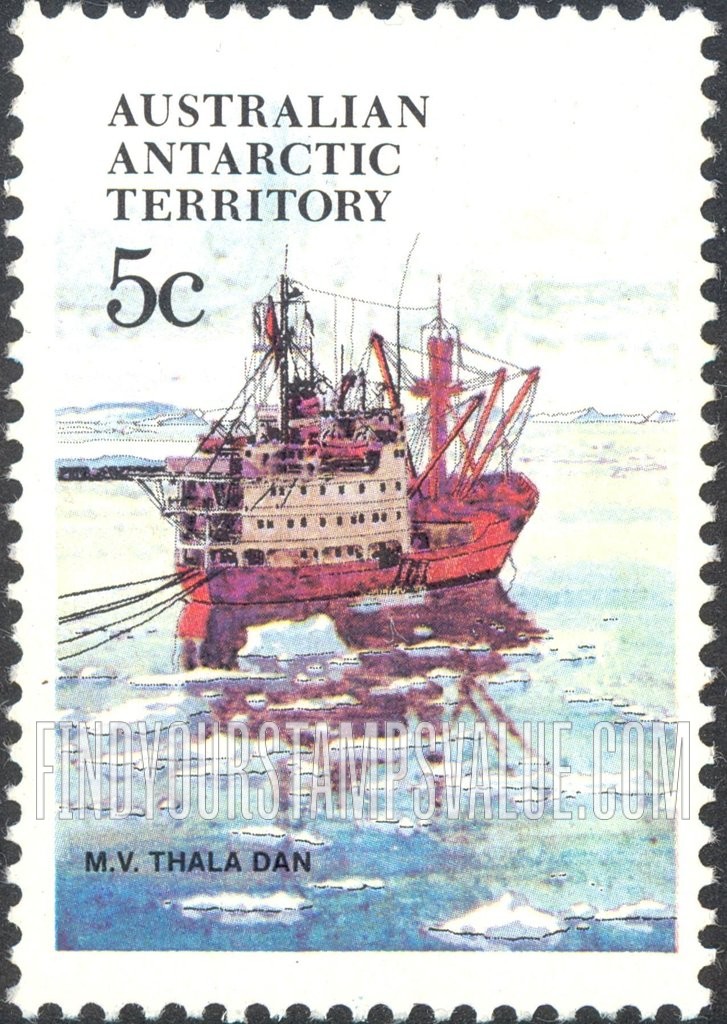 FindYourStampsValue: AUSTRALIAN ANTARCTIC TERRITORY: M.V. Thala Dan, vertical