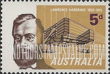 FindYourStampsValue: Lawrence Hargrave and Sketch for 1902 Seaplane
