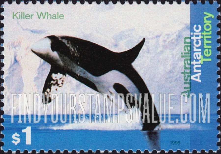 FindYourStampsValue: AUSTRALIAN ANTARCTIC TERRITORY - Whales & Dolphins: Killer whale