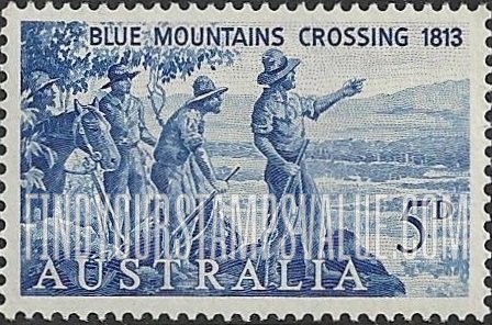 FindYourStampsValue: Explorers Blaxland, Lawson and Wentworth Looking West from Mountain York